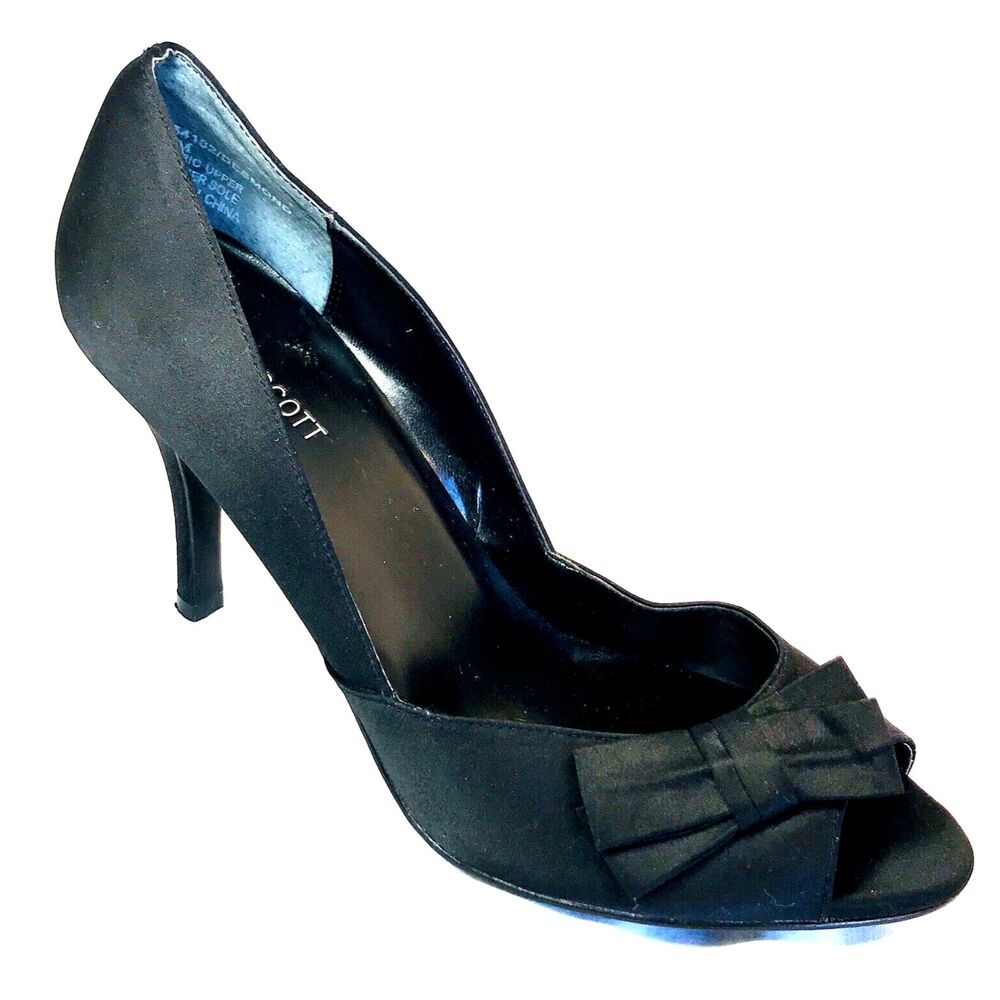Blake Scott Stiletto Heels Bow Peep Toe Black 10 Women Desmond Formal Whimsigoth